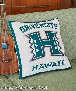 【Kahiko】University of Hawaii ホワイトクッションカバー