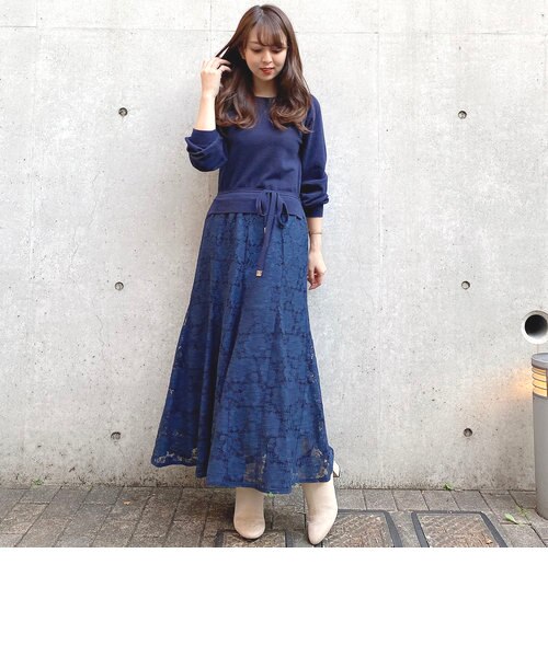 ニットドッキングレーススカートワンピース Misch Masch ミッシュマッシュ の通販 Mall