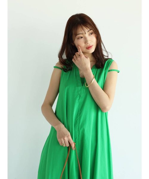 キーネックコットンボイルワンピ―ス（black・yellow・green） | MEDOC ...