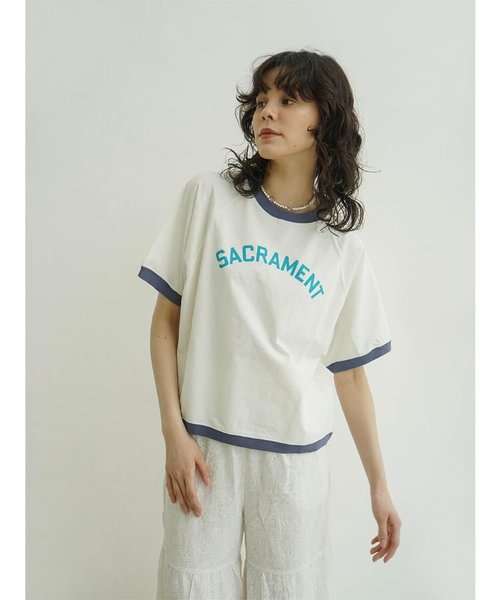 Letter print ringer T-shirt