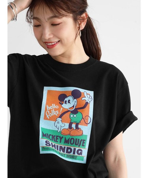 “Mickey Mouse”レトロプリントTシャツ