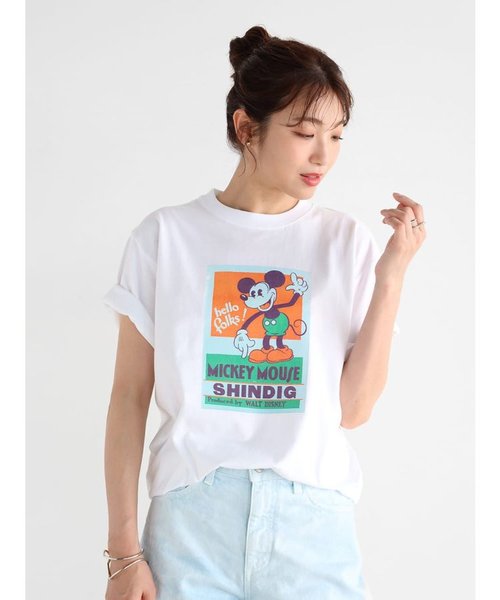 “Mickey Mouse”レトロプリントTシャツ