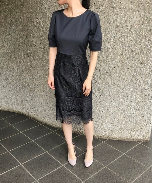 タック袖スカラップレースタイトワンピース Smeralda スメラルダ の通販 Mall