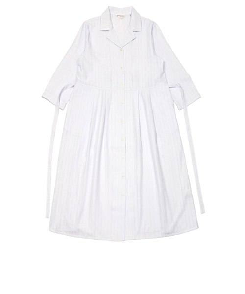 レディース ウィメンズ カジュアル 五分袖 空羽ロングワンピース オープンカラー 白 ライトグレーストライプ Tokyo Shirts トーキョーシャツ の通販 Mall
