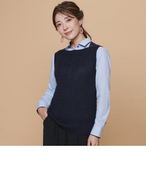 レディース ウィメンズニット ボートネック ベスト ネイビー系 Tokyo Shirts トーキョーシャツ の通販 Mall