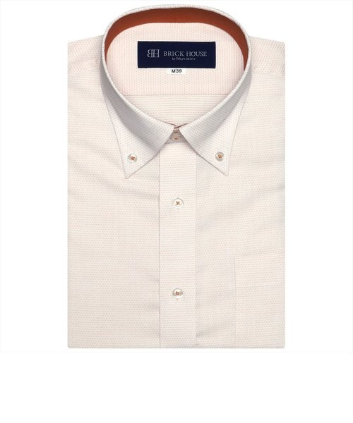 ワイシャツ 半袖 形態安定 ドゥエボットーニ ボタンダウン 白 オレンジ刺子調柄 再生ポリエステル Just Style Tokyo Shirts トーキョーシャツ の通販 Mall