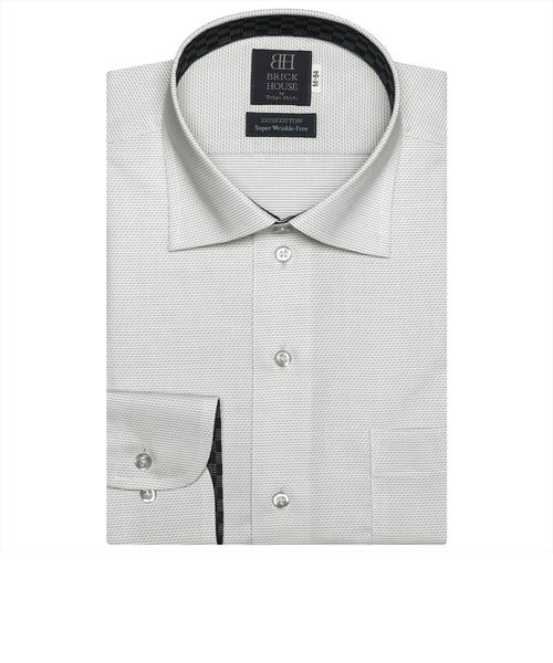 ワイシャツ 長袖 形態安定 ワイド 綿100 白 グレーボーダーストライプ 織柄 標準体 Tokyo Shirts トーキョーシャツ の通販 Mall
