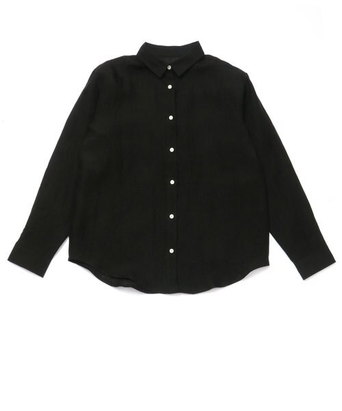 レディース ウィメンズシャツ カジュアル 長袖 レギュラー衿 麻100 黒 無地調 Tokyo Shirts トーキョーシャツ の通販 Mall