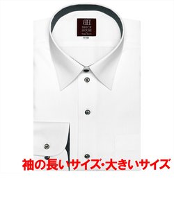 ワイシャツ 長袖 形態安定 レギュラー 白×ストライプ織柄 （透け防止） 袖の長い・大きいサイズ