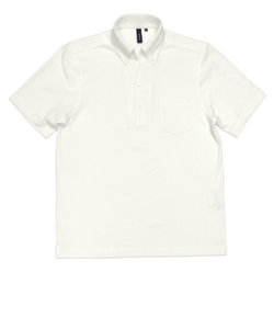 ビズポロ ワンピースボタンダウン 半袖ビジネスポロシャツ 白×無地調
