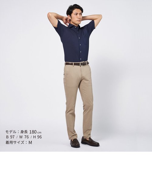 ワイシャツ 半袖 形態安定 ビズポロ ニットシャツ ホリゾンタル ワイド 