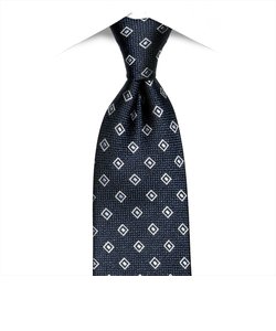 【西陣織】 ネイビー系  小紋柄 絹100% 日本製ネクタイ