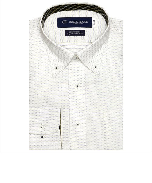 【超形態安定】 ボタンダウン 綿100% 長袖ビジネスワイシャツ