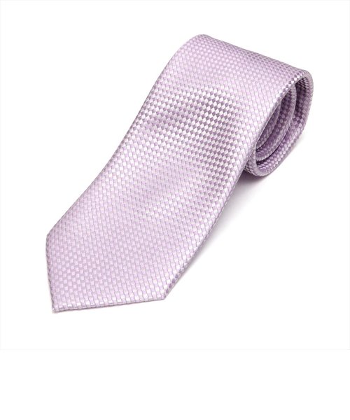 絹100% バスケット織ネクタイ パープル系(ポケットチーフとセット可）