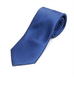 絹100% バスケット織ネクタイ ブルー系(ポケットチーフとセット可）