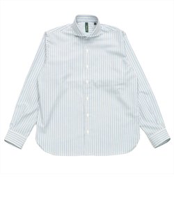 形態安定 ホリゾンタルワイド ラウンドテール 綿100% 長袖シャツ