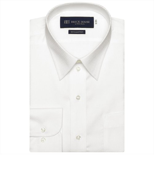 形態安定 レギュラーカラー 綿100% 長袖ビジネスワイシャツ