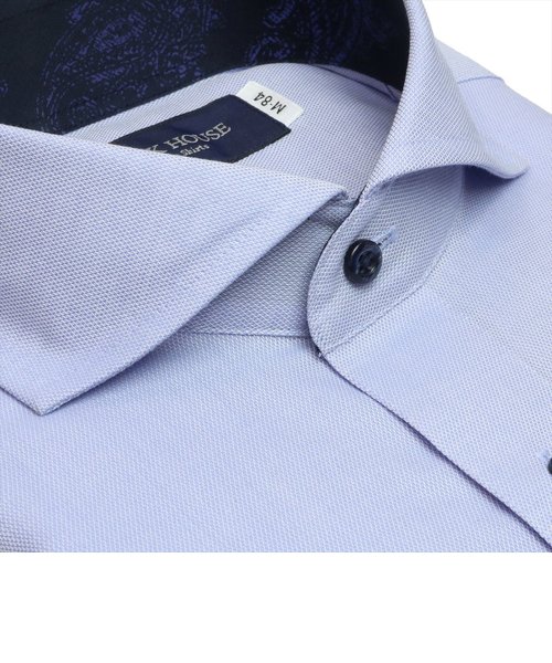 超形態安定】ホリゾンタルワイドカラー 綿100% 長袖ビジネスワイシャツ 
