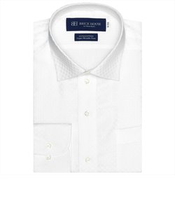 【超形態安定】ワイドカラー 綿100% 長袖ビジネスワイシャツ