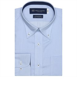 【超形態安定】 ボタンダウンカラー 綿100% 長袖ビジネスワイシャツ