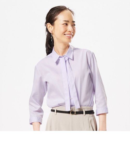 【SUPIMA】形態安定 レギュラーカラー 綿100% 七分袖レディースシャツ