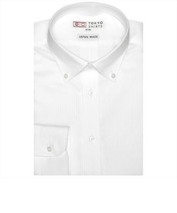 【国産しゃれシャツ】 形態安定 ショートボタンダウン 綿100% 長袖ワイシャツ