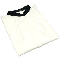 【デザイン】形態安定 クレリックバンドカラー 五分袖レディースシャツ