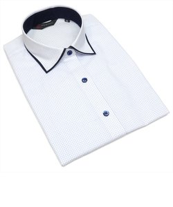 形態安定 マイターワイド カラー 七分袖レディースシャツ