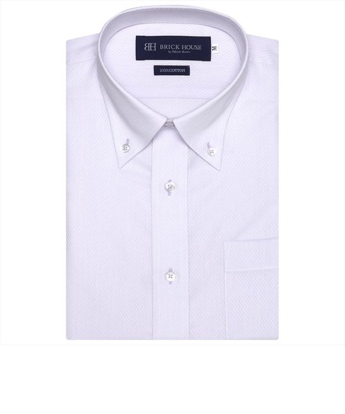 形態安定 ドゥエボットーニ ボタンダウンカラー 綿100% 半袖ワイシャツ