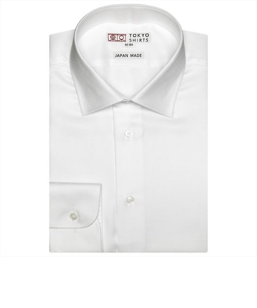 【国産しゃれシャツ】形態安定 ワイドカラー 綿100% 長袖ビジネスワイシャツ