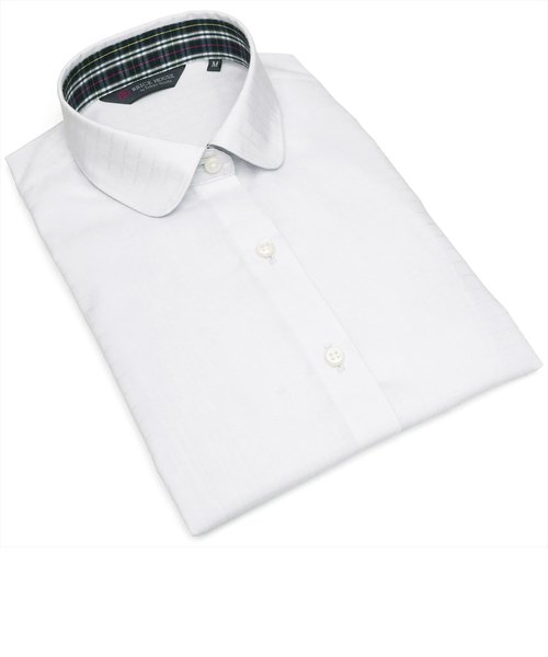 【超形態安定】 ラウンドカラー 綿100% 七分袖レディースシャツ