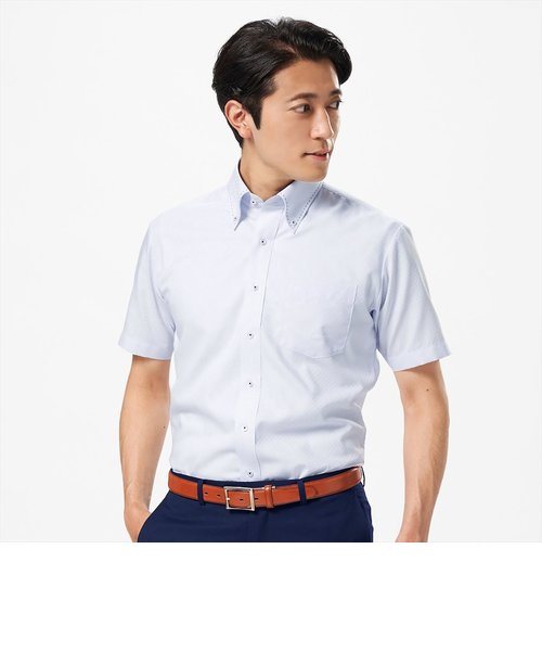 【Layered Cool】形態安定 ボタンダウン 半袖ビジネスワイシャツ