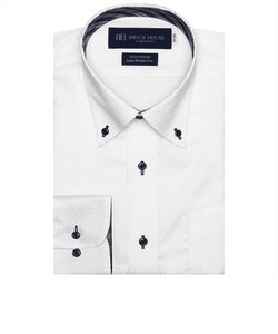 【SUPIMA】 形態安定 ボタンダウンカラー 綿100% 長袖ビジネスワイシャツ