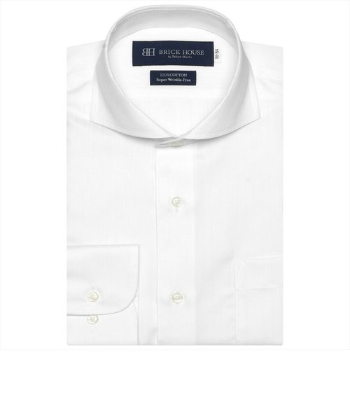 【SUPIMA】 形態安定 ホリゾンタルワイド 綿100% 長袖ビジネスワイシャツ