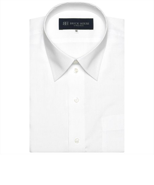 【透け防止】形態安定 白定番 レギュラーカラー 半袖ワイシャツ
