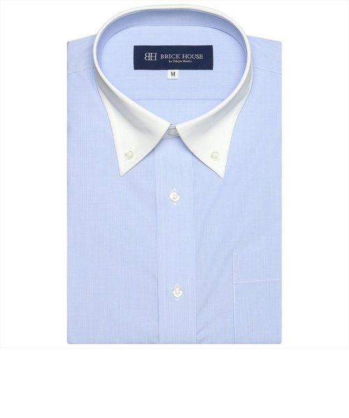 【ホワイト】(M)【超形態安定】 ボタンダウンカラー 半袖ワイシャツ