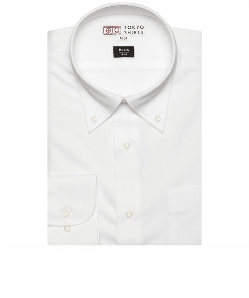 【BRING Material (TM)】形態安定 ボタンダウンカラー 長袖ビジネスワイシャツ