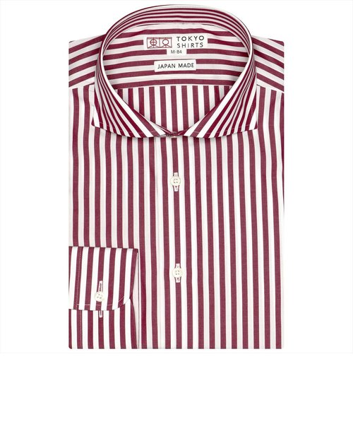 【国産しゃれシャツ】 プレミアム ホリゾンタルワイド 形態安定 綿100% 長袖ワイシャツ