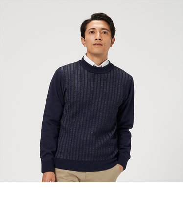 ニット ケーブルプレーティングセーター ネイビー系 メンズ | TOKYO 