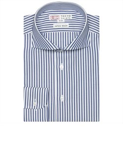 【国産しゃれシャツ】ホリゾンタルワイド 長袖 形態安定 ワイシャツ 綿100%