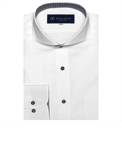 【透け防止】 ホリゾンタルワイドカラー 長袖 形態安定 ワイシャツ