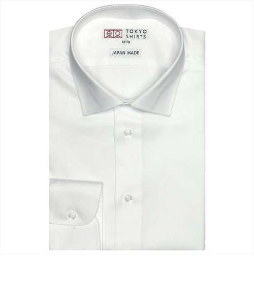 【国産しゃれシャツ】 セミワイド 長袖 形態安定 綿100% ヘリンボーン織り