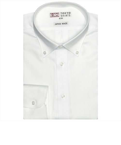 【国産しゃれシャツ】 ボタンダウン 長袖 形態安定 綿100% ヘリンボーン織り