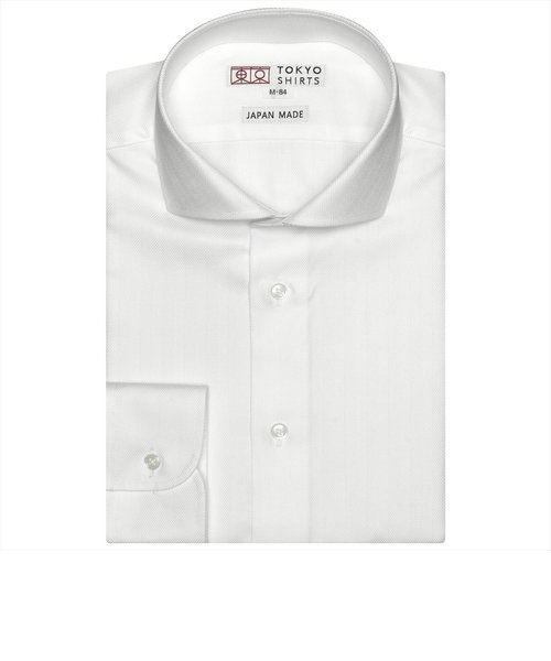 【国産しゃれシャツ】 ホリゾンタル 長袖 形態安定 綿100% ヘリンボーン織り