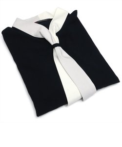 【デザイン】 COFREX 配色ボウタイ付き 長袖 黒 レディースシャツ