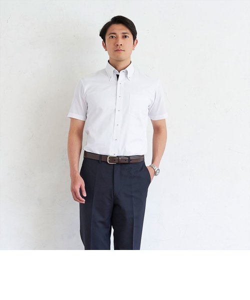 【Layered Cool】 形態安定 ボタンダウンカラー 半袖ワイシャツ