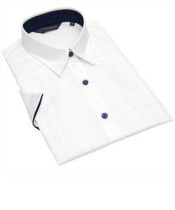 形態安定 レギュラー衿 綿100% 半袖 レディースシャツ