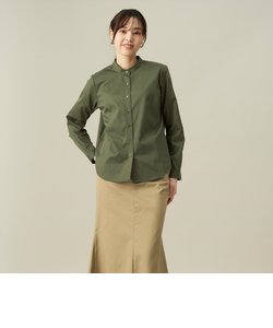 【Pitta Re:)】 ストレートベーシックカジュアルシャツ スタンド衿 長袖 形態安定