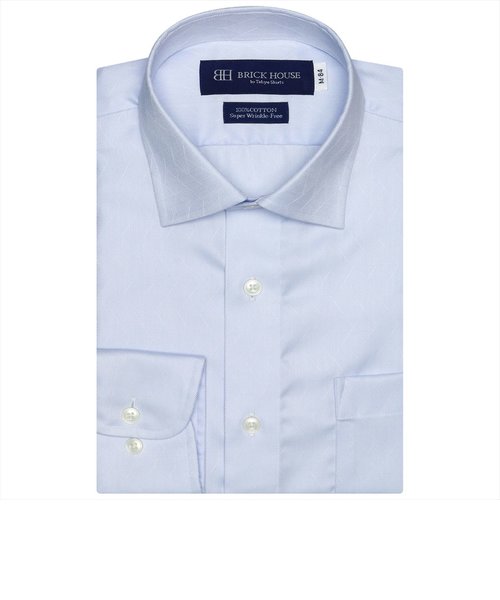 【超形態安定】 プレミアム 形態安定 ワイドカラー 綿100% 長袖 ワイシャツ