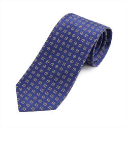 ネクタイ 絹100% クラシックニート柄 ブルー ビジネス フォーマル